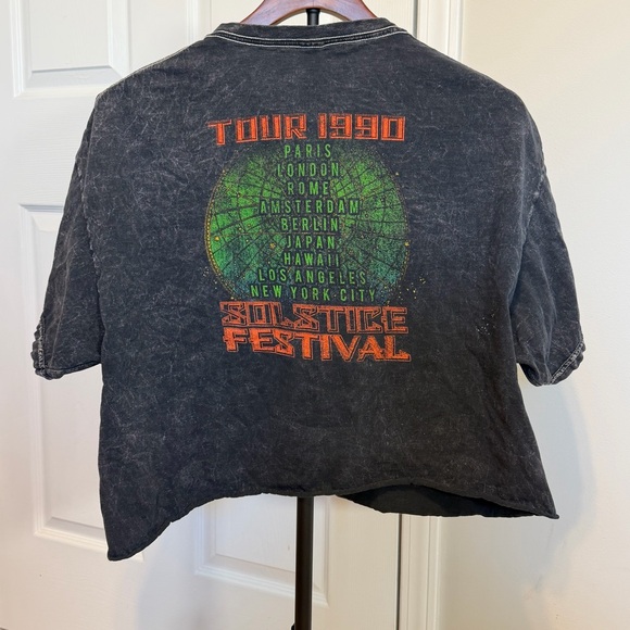 Fifth Sun Dark Gray Cotton Crop T-Shirt, XL - Picture 2 of 5